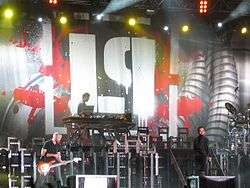 Linkin Park performing.