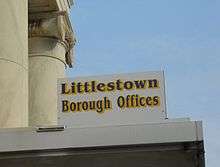 Littlestown borough offices sign.