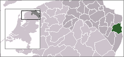 Highlighted position of Bellingwedde in a municipal map of Groningen