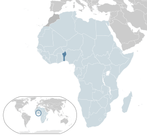 Location of  Benin  (dark blue)– in Africa  (light blue & dark grey)– in the African Union  (light blue)