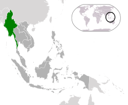 Location of  Myanmar  (green)in ASEAN  (dark grey)  –  [Legend]