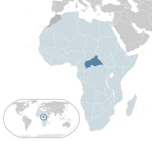 Location of  Central African Republic  (dark blue)– in Africa  (light blue & dark grey)– in the African Union  (light blue)