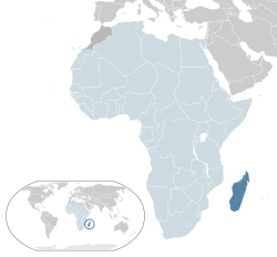 Location of  Madagascar  (dark blue)– in Africa  (light blue & dark grey)– in the African Union  (light blue)