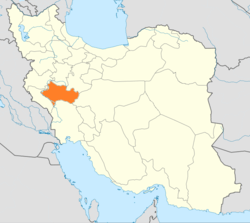 Map of Iran with Lorestan highlighted