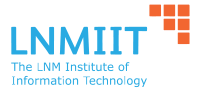 The official logo of The LNM Institute of Information Technology, consisting of 6 orange squares arranged in rows of 3-2-1 to the right of the word LNMIIT in light blue. The full name of the institute is written below the acronym.