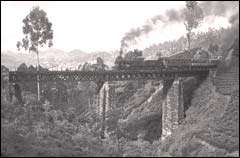 Early steam powered train on the Main line