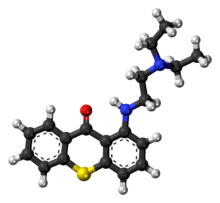 Ball-and-stick model of the lucanthone molecule