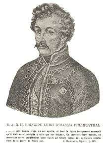 Sepia tone print of a curly-haired man with a moustache. He wears a military coat with an unusual type of braid