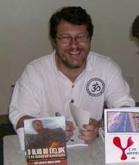 Author signing his book