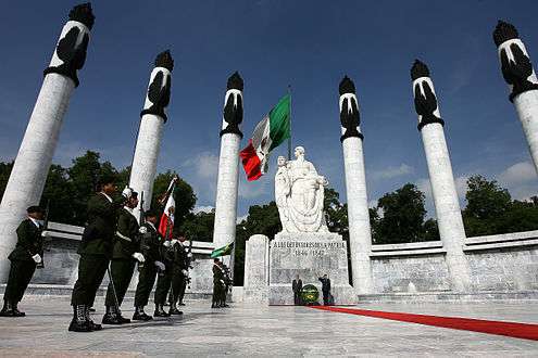 Memorial service at the monument to the Boy Soldiers in Mexico City
