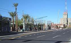 A picture of the Central Avenue platform of the Van Buren/Central Ave & Van Buren/1st Ave station.