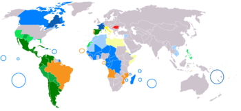 world map showing countries where a Romance language is the primary or official language