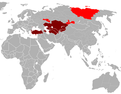 Sovereign (maroon) and other members (red) of TÜRKSOY.