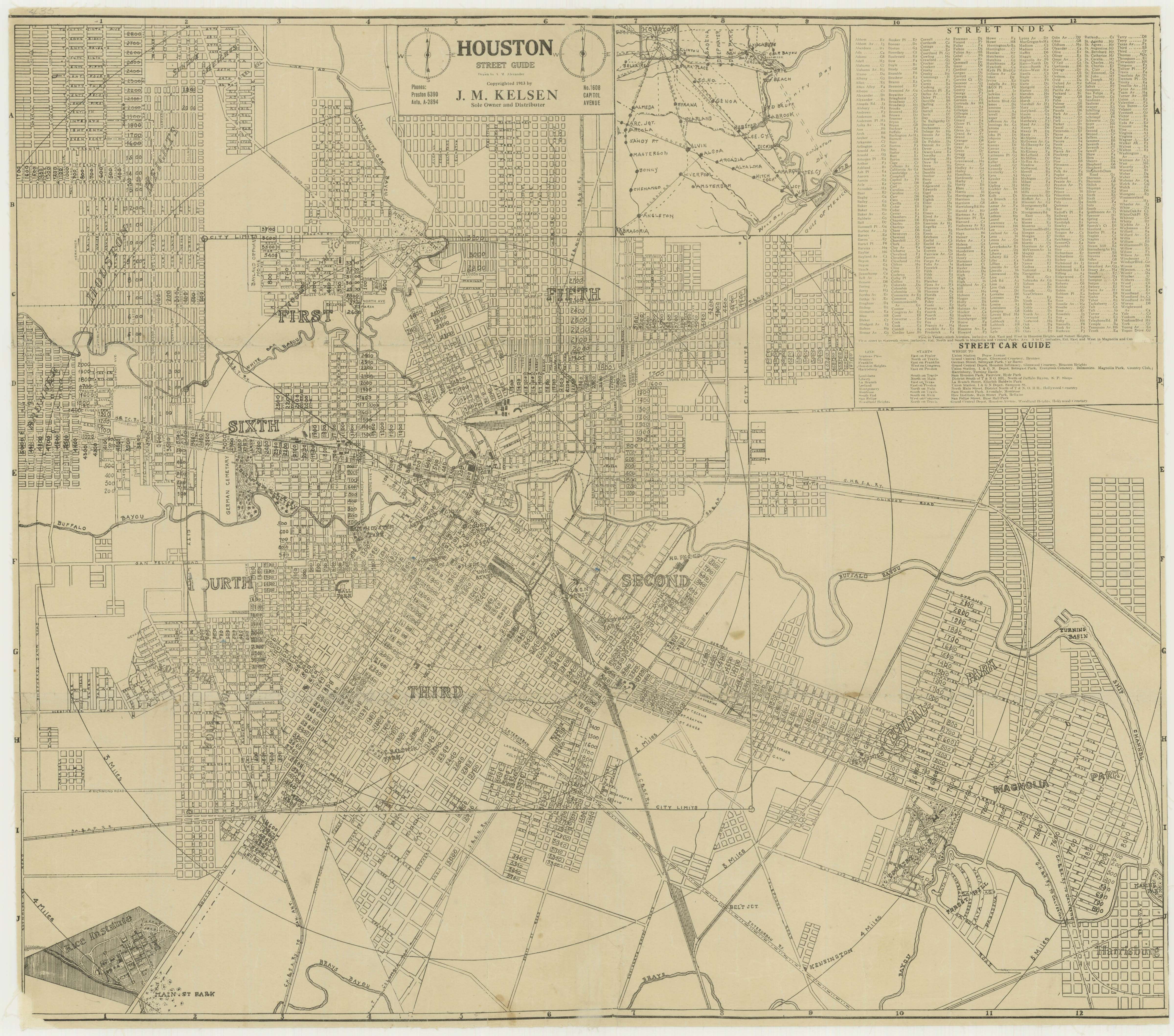 Section of a map of Houston from 1913, showing the location of the park. (Select the image to view the full map.)