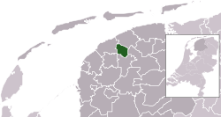 Highlighted position of Leeuwarderadeel in a municipal map of Friesland