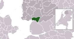 Highlighted position of Lemsterland in a municipal map of Friesland