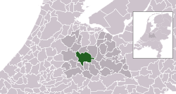 Highlighted position of Utrecht in a municipal map of Utrecht