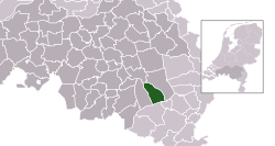 Highlighted position of Asten in a municipal map of North Brabant