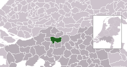 Highlighted position of Waalwijk in a municipal map of North Brabant