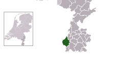 Highlighted position of Maastricht in a municipal map of Limburg