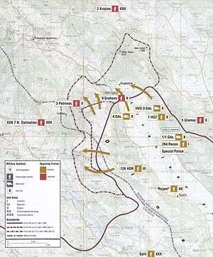 Military map of operations Leap 1 and Leap 2