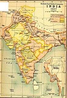 Map of India under the British East India Company, 1857 (Oxford University Press, 1907)