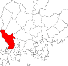 a map of the southern tip of a peninsula with an eastern region marked