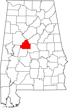 State map highlighting Bibb County