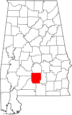 Map of Alabama highlighting Butler County