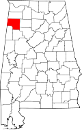 Map of Alabama highlighting Marion County