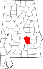 Map of Alabama highlighting Montgomery County
