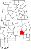 Map of Alabama highlighting Pike County