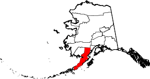 Map of Alaska highlighting Lake and Peninsula Borough