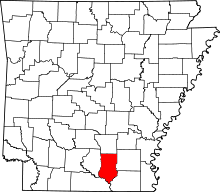 Map of Arkansas highlighting Bradley County