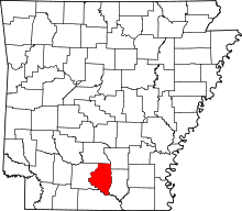 Map of Arkansas highlighting Calhoun County