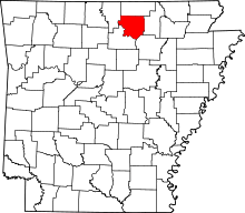 State map highlighting Izard County