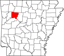 Map of Arkansas highlighting Johnson County
