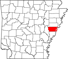 Map of Arkansas highlighting Lee County