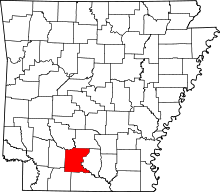Map of Arkansas highlighting Ouachita County