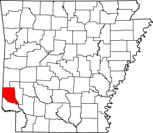 Map of Arkansas highlighting Sevier County