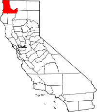 Map of California highlighting Klamath County