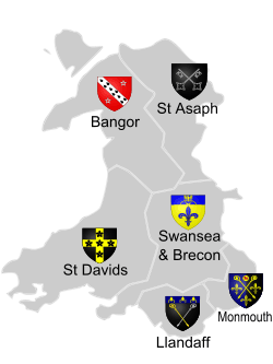 Map of the Dioceses in the Church in Wales