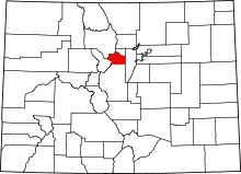 Map of Colorado highlighting Clear Creek County