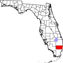 A state map highlighting Broward County in southern part of the state. It is medium in size and shaped like a rectangle.