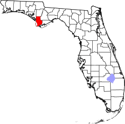 A state map highlighting Gulf County in the northwestern part of the state. It is medium in size.