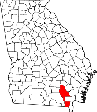 State map highlighting Ware County