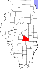 Map of Illinois highlighting Shelby County