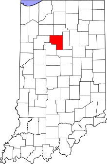 Map of Indiana highlighting Cass County