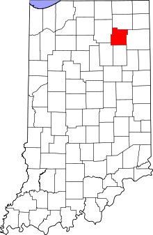 Map of Indiana highlighting Whitley County