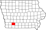 Map of Iowa highlighting Adams County